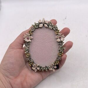 Dazzlers Keepsake Swarovski Crystals Oval Floral Flowers Picture Frame Boho